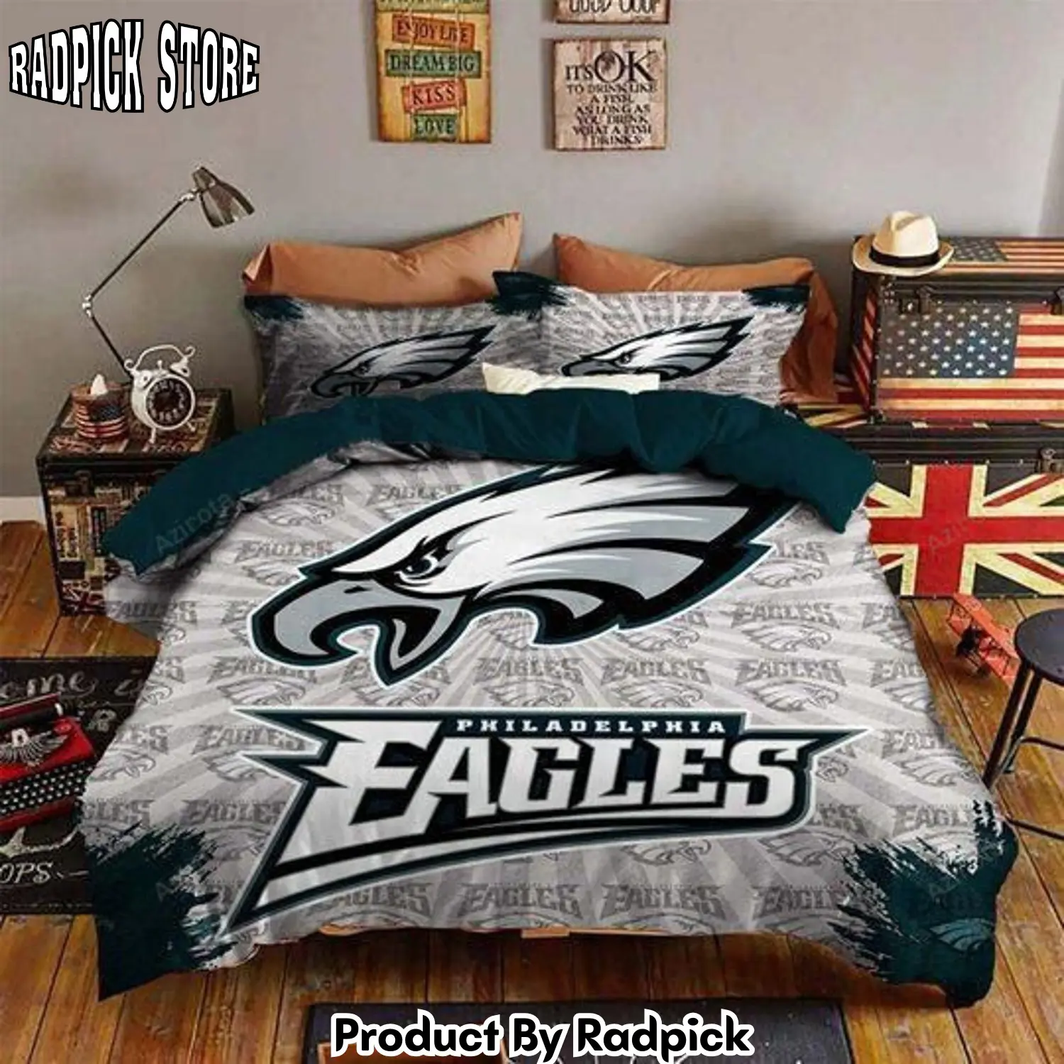 Radpick v6 philadelphia eagles bedding set duvet cover pillow cases decor home rp327496